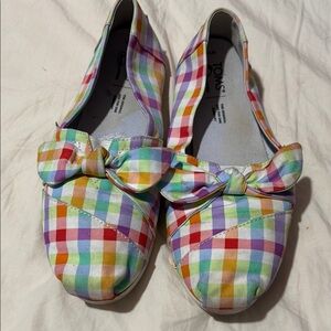 Toms Colorful Checkered Bow Flats